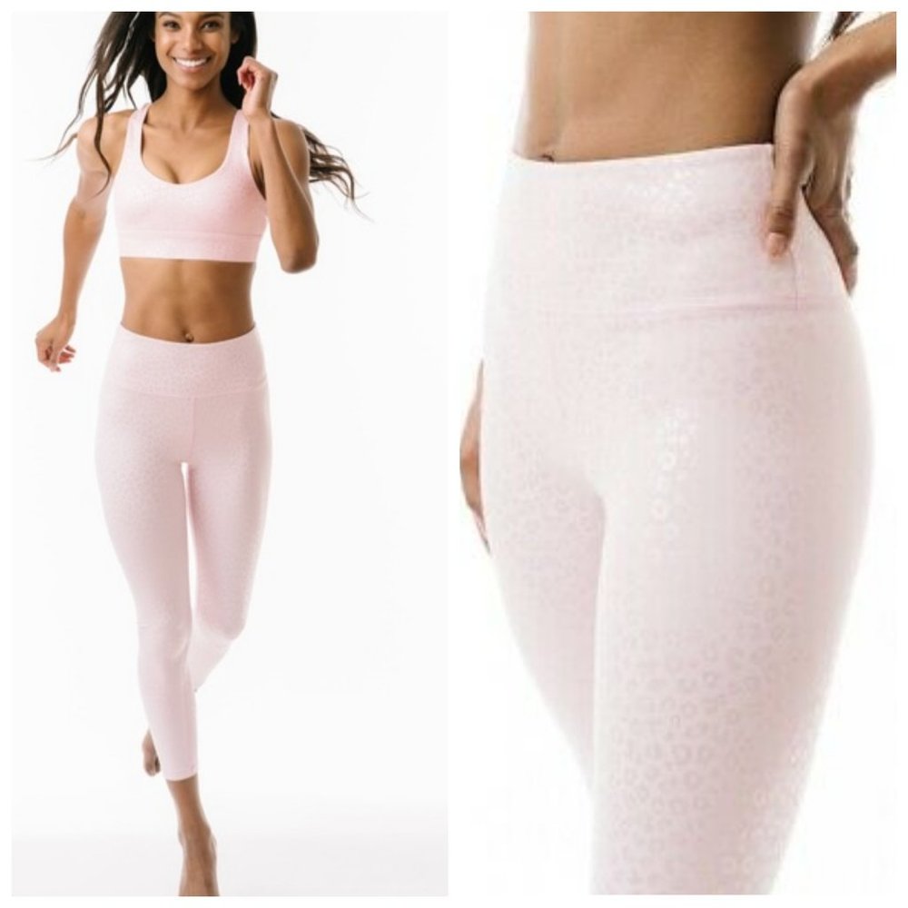 Zyia Leggings Leopard Print Unicorn Iridescent High Rise Barbie Pink 4